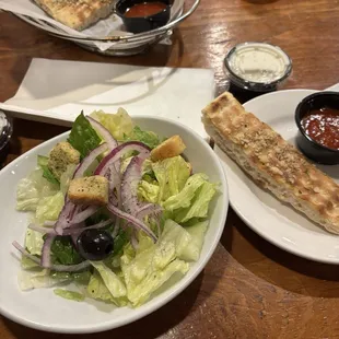 side salad and bread