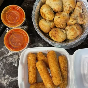Mozzerella sticks and garlic knots