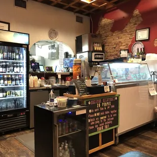 Front counter, gelato display and kitchen