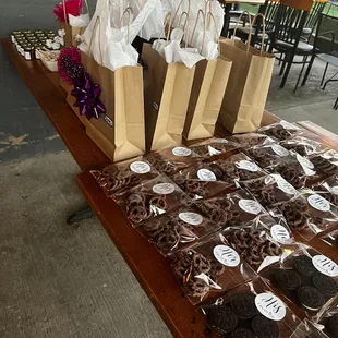 The staff helped us set out our gifts for guests around the corner!