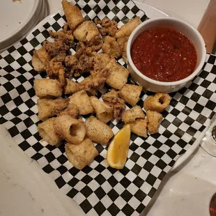Calamari served with warm fresh marinara