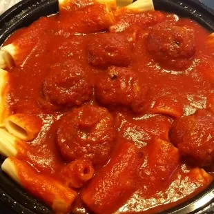 Rigatoni and meatballs
