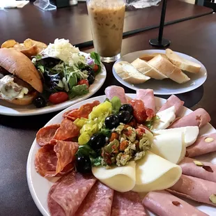 a variety of meats and cheeses