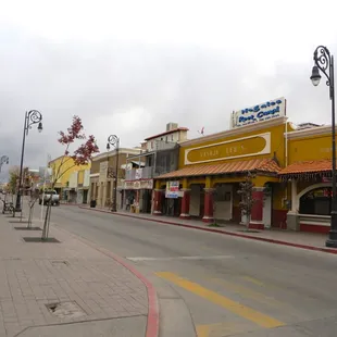 The main street on the corner.