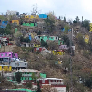 Colorful houses on the hillside.