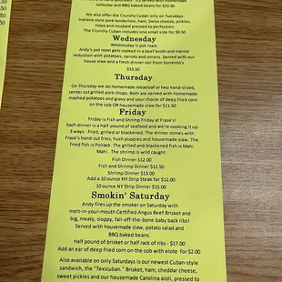 Menu as of 2/3/23
