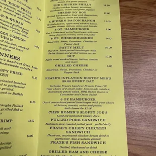Menu as of 2/3/23