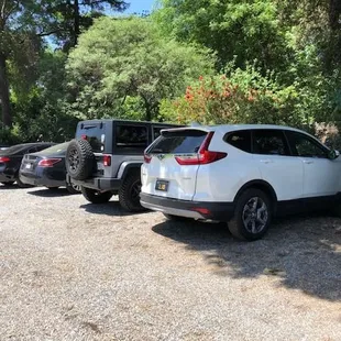 parking up to 45 cars in lot and down driveway