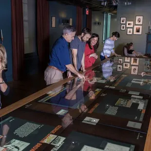 Interactive Gracious Table in the The Spirit of Kentucky Exhibition allows you to look up famous distilleries and people in Bourbon.