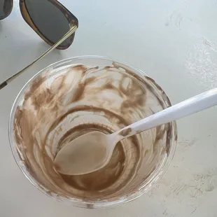 Empty hot fudge sundae dish. So good!