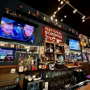 the bar and televisions