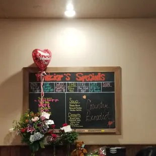 Daily specials advertised on a cool chalkboard
