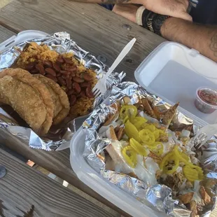 Beef empanada plate and delicious French Fries