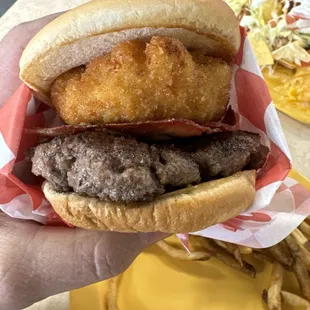 Mac attack burger was great even though some might think the combination of items on the menu are odd that&apos;s what makes this place unique.