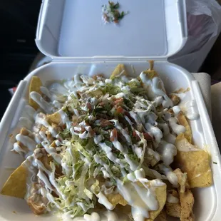 Chicken nachos. Beautiful! And a huge portion of