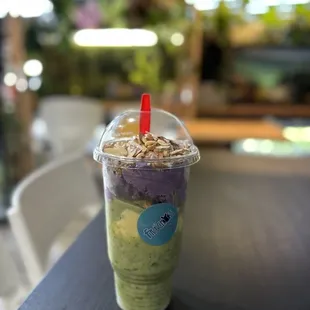 Durian Avocado smashed with added on ube ice cream scoop. Yummy!