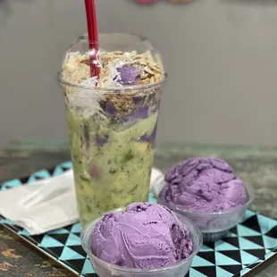 Dur.avo.ube and ube ice cream scoops