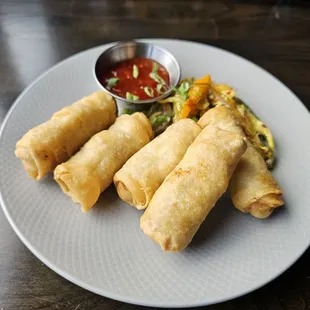 The spring rolls were airy and tasty.