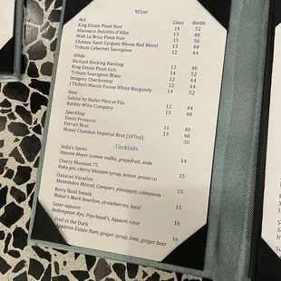 menu