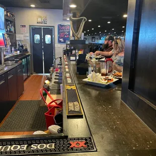 No staff in sight. Took over 10 mins to get a drink.