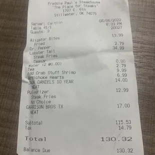 the receipt