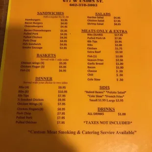 the menu