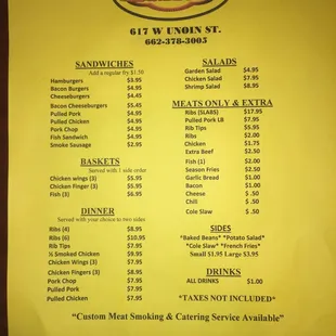 the menu
