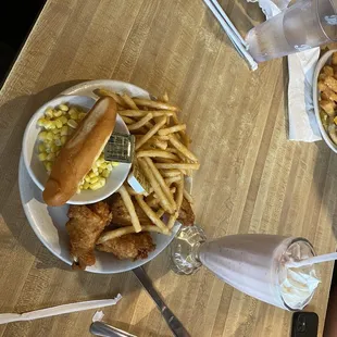 This is the chicken drummies and the old fashioned strawberry milkshake I picked fries and the breadstick and corn was very good!