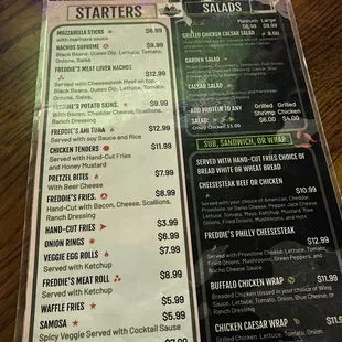 menu