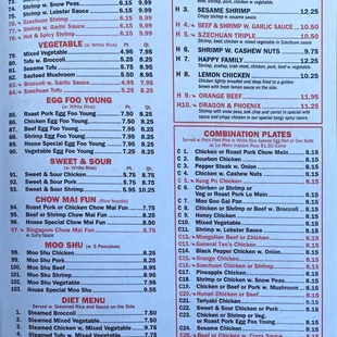 the menu