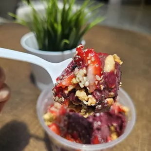 The acai bowl is so good!!! The Acai is imported straight from Brazil. No preservatives, no added sugar or other additives.