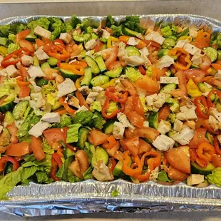 Close up of grilled chicken salad