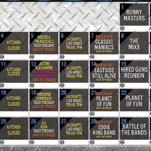 Here is the July Band lineup!!!!!!