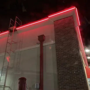 neon decor on the outside of the building