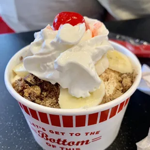 Hubby&apos;s choice PBC + B mini sundae!