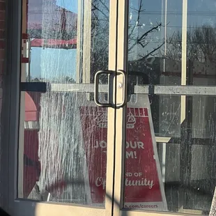 Front door needs cleaned.  Floors and bathroom dirty too.