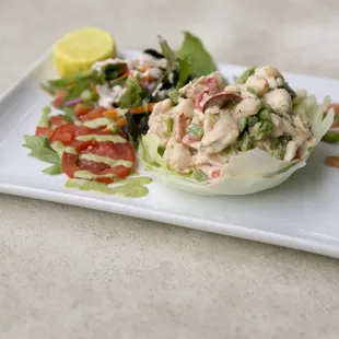 Lobster salad, its mixed with jumbo lump crab meat and tossed in a sweet thai chilli