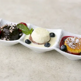 Fredericks Trio. Comes with rum euphoria, chocolate terrine and mango creme brulee