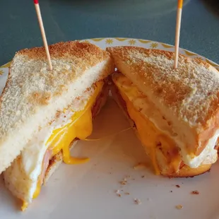 Toasted ham,egg, and cheese sandwich
