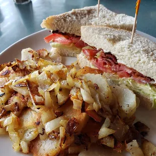 BLT with a side of fried potatoes. A+