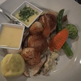 Shrimp and Scallops over Mushroom Risotto