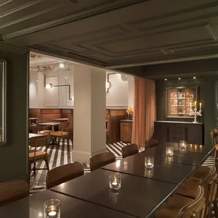 the dining room and bar of a restaurant