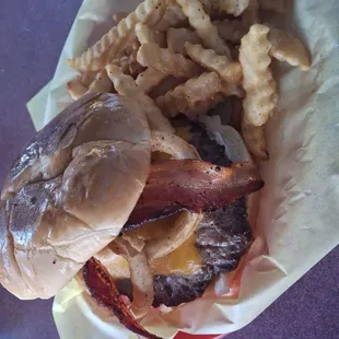 Onion Ring Bacon Cheeseburger