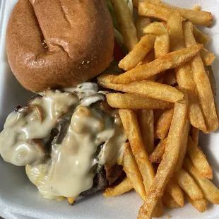 Boss burger with fries