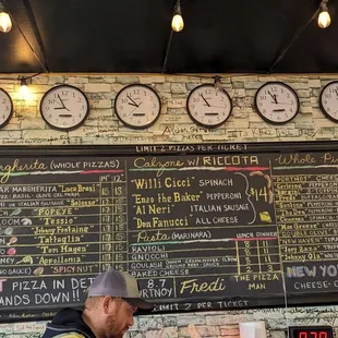 a menu on the wall