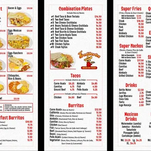 sushi and sashimi, menu