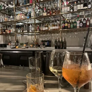 Old fashioned, white wine, Aperol spritz