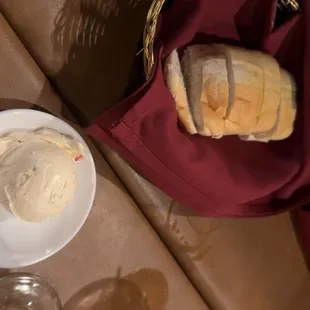 Bread and homemade tomato basil butter.