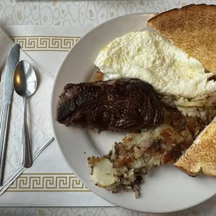 Sirloin Steak, Egg whites and Sour Dough Toast