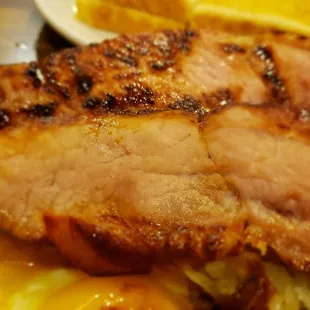 Ham off the bone, not the fake roll.